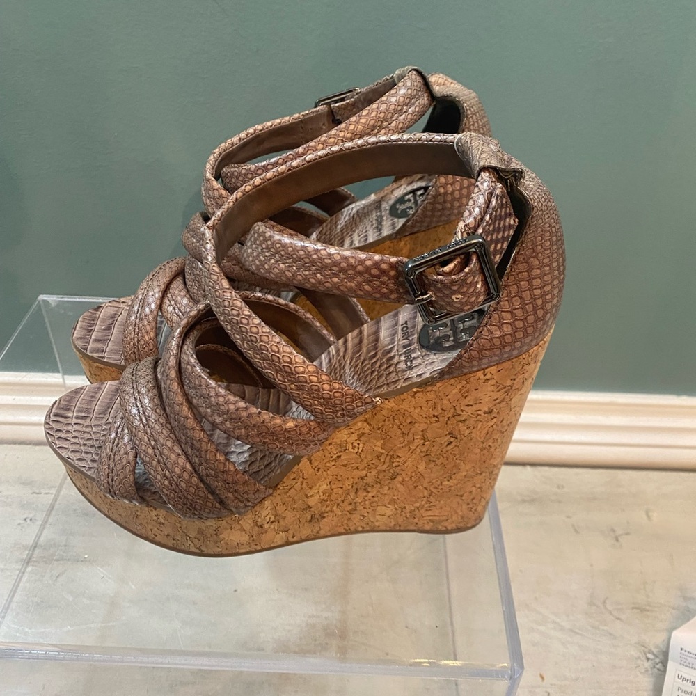 Tory Burch, Leather Python, Embossed, Wedge Heels… - image 3